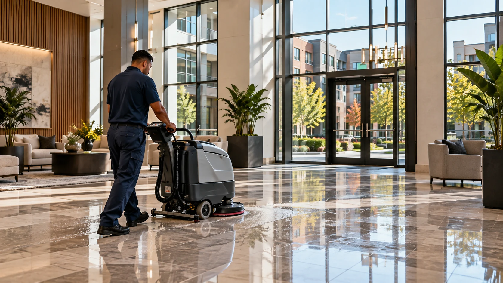 Illustrative specialty hard-floor cleaning