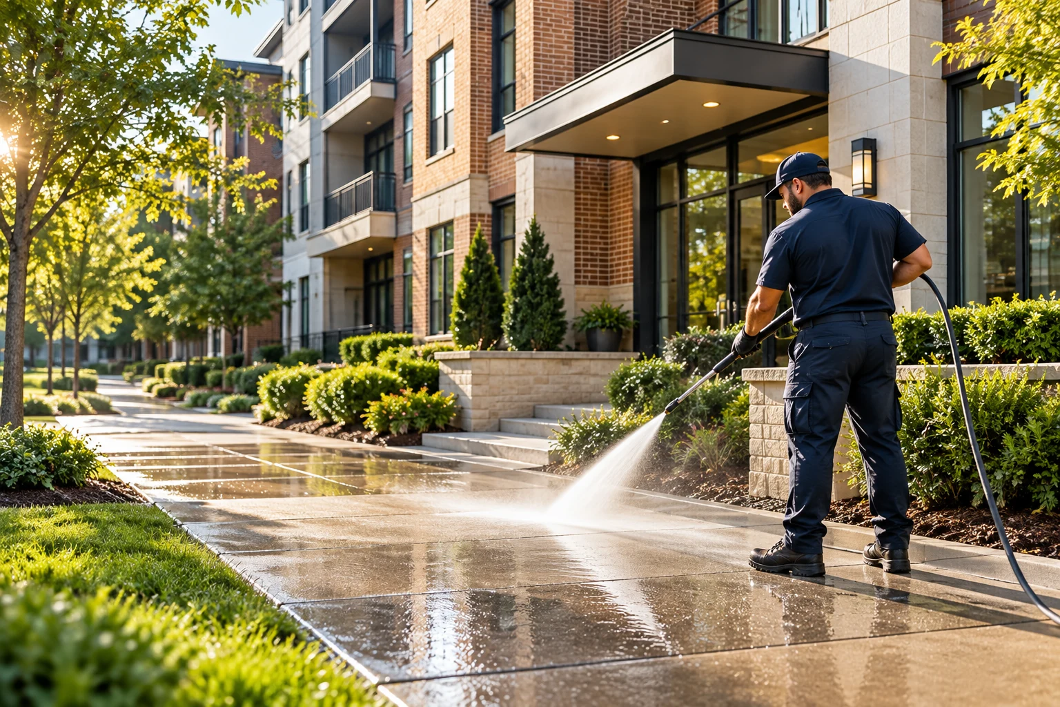 Illustrative exterior pressure washing